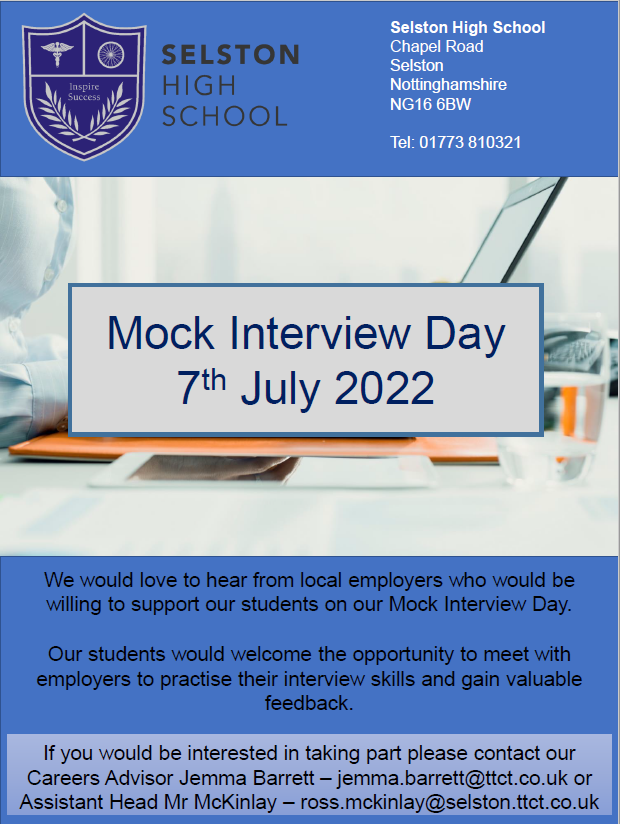 Local Employer? We need you for our Mock Interview Day - Selston High ...